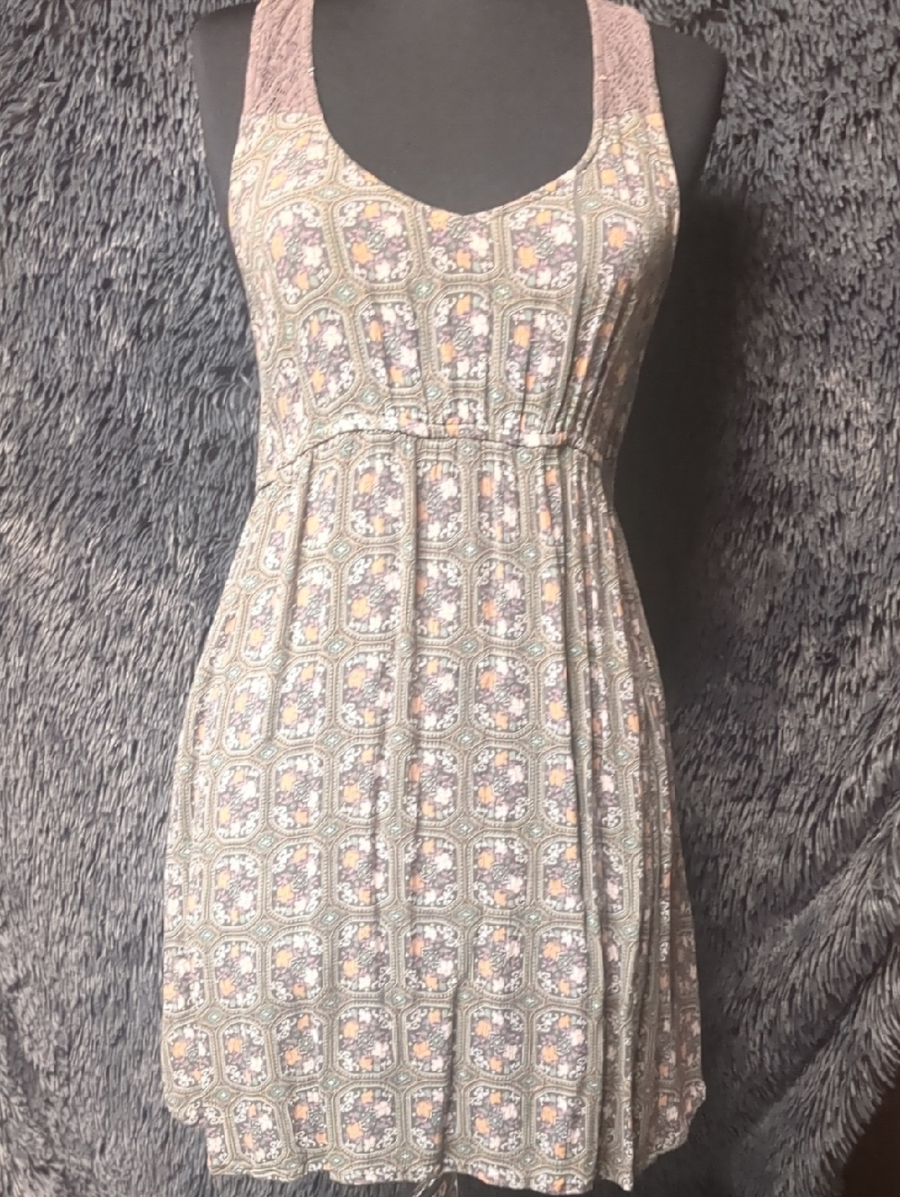 O'Neill Mauve Tile-Print Sleeveless Mini Dress